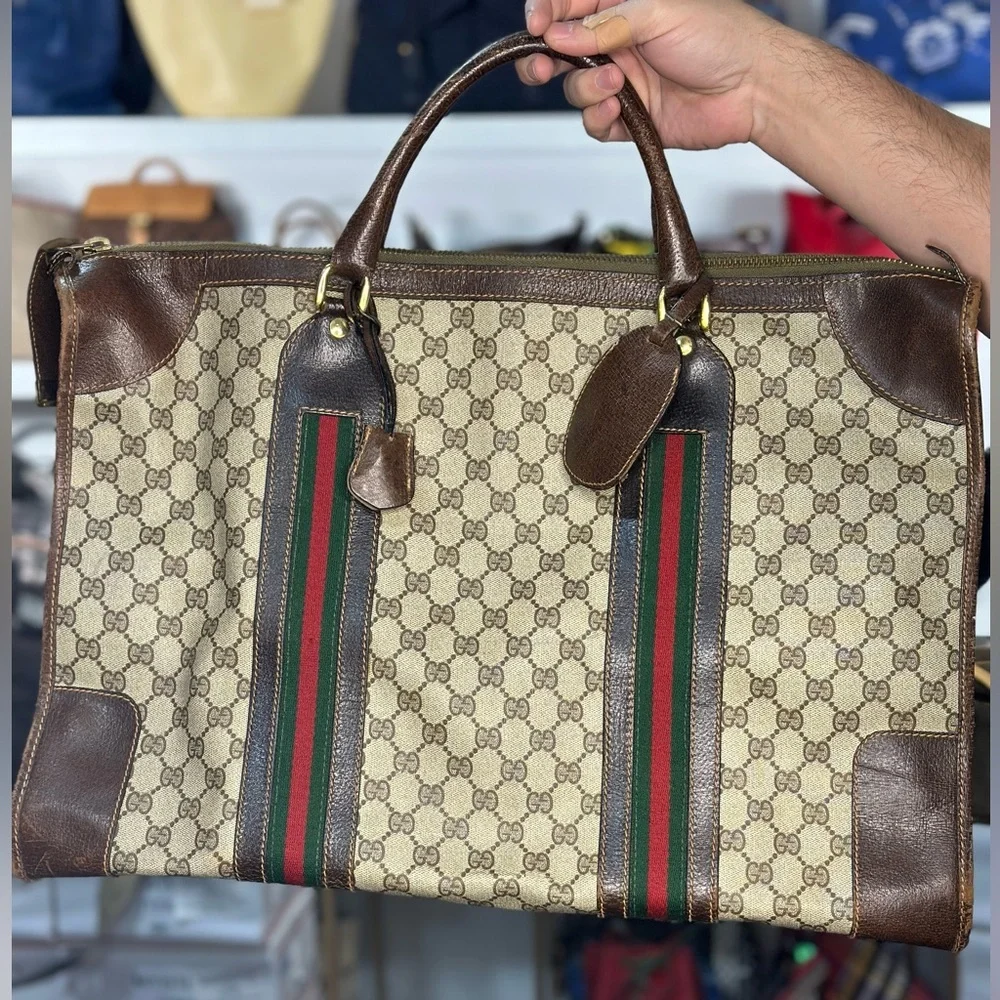 Gucci Rare Supreme Coated Canvas Web Travel Bag